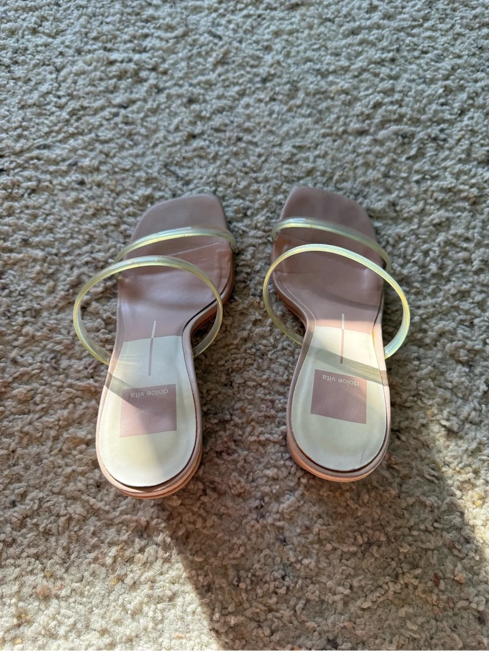 Dolce Vita Clear Double-Strap Heeled Sandals in Nude - Picture 5 of 6